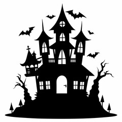 HAUNTED HOUSE SVG , Halloween Bundle Svg,,Halloween haunted house, Instant Download, silhouette, Svg cut file, clip art,, cricut, Spooky House SVG, Bats