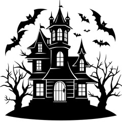 HAUNTED HOUSE SVG , Halloween Bundle Svg, Halloween haunted house, Instant Download, silhouette, Svg cut file, clip art, Cricut, Spooky House SVG, Bats