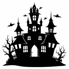 HAUNTED HOUSE SVG , Halloween Bundle Svg,,Halloween haunted house, Instant Download, silhouette, Svg cut file, clip art,, cricut, Spooky House SVG, Bats