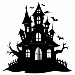 HAUNTED HOUSE SVG , Halloween Bundle Svg,,Halloween haunted house, Instant Download, silhouette, Svg cut file, clip art,, cricut, Spooky House SVG, Bats