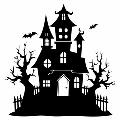 HAUNTED HOUSE SVG , Halloween Bundle Svg,,Halloween haunted house, Instant Download, silhouette, Svg cut file, clip art,, cricut, Spooky House SVG, Bats