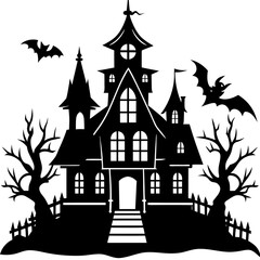 HAUNTED HOUSE SVG , Halloween Bundle Svg,,Halloween haunted house, Instant Download, silhouette, Svg cut file, clip art,, cricut, Spooky House SVG, Bats