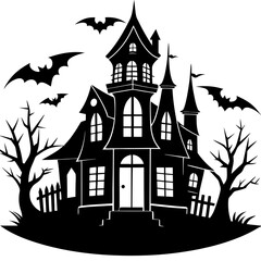 HAUNTED HOUSE SVG , Halloween Bundle Svg,,Halloween haunted house, Instant Download, silhouette, Svg cut file, clip art,, cricut, Spooky House SVG, Bats
