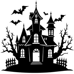 HAUNTED HOUSE SVG , Halloween Bundle Svg,,Halloween haunted house, Instant Download, silhouette, Svg cut file, clip art,, cricut, Spooky House SVG, Bats