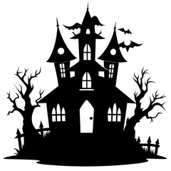 HAUNTED HOUSE SVG , Halloween Bundle Svg,,Halloween haunted house, Instant Download, silhouette, Svg cut file, clip art,, cricut, Spooky House SVG, Bats