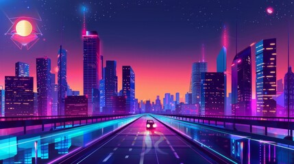 Fototapeta premium colorful futuristic city background 