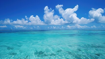 Tranquil Blue Ocean Waves under Clear Skies