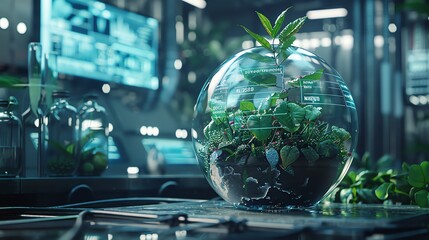 A small ecosystem in a glass dome.