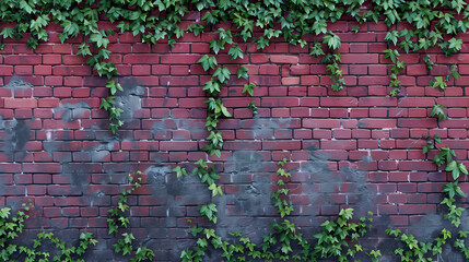 Green plants on brick wall