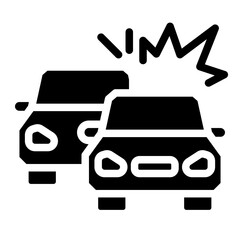 Fototapeta premium accident icon, broken cars, auto crash on road, car accident symbol isolated on white background. vector illustration