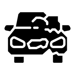 accident icon, broken cars, auto crash on road, car accident symbol isolated on white background. vector illustration