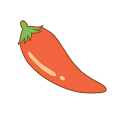 Illustration of cute red chilli is isolated on the white background