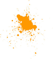orange watercolor brush painting splash splatter on white background