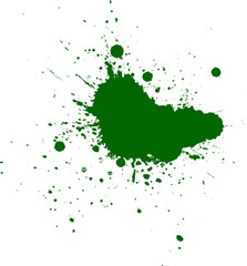 green watercolor brush painting splash splatter on white background