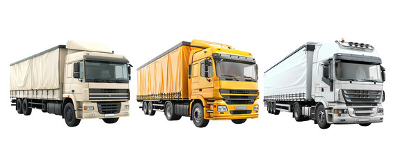 Delivery Trucks Collection Isolated on Transparent Background