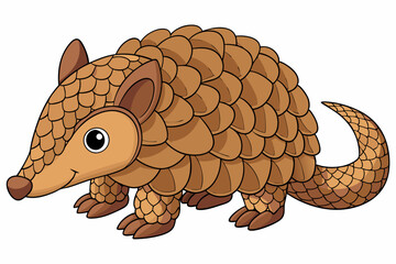 Funny Pangolin Cartoon Vector Illustration Clipart And Line Art Design, Funny pangolin vector illustration, cartoon clipart & line art design on a white background.