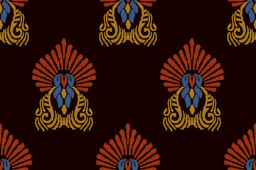 Ethnic abstract ikat art. Seamless pattern in tribal, folk embroidery, and Mexican style. Aztec geometric art ornament print.Design for carpet, wallpaper, clothing, wrapping, fabric, cover, textile