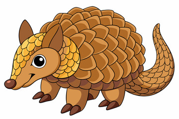 Funny Pangolin Cartoon Vector Illustration Clipart And Line Art Design, Funny pangolin vector illustration, cartoon clipart & line art design on a white background.