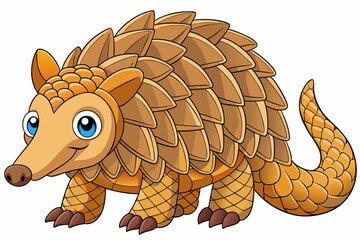 Funny Pangolin Cartoon Vector Illustration Clipart And Line Art Design, Funny pangolin vector illustration, cartoon clipart & line art design on a white background.