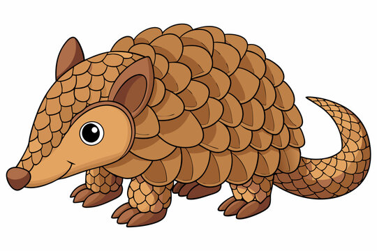 Funny Pangolin Cartoon Vector Illustration Clipart And Line Art Design, Funny pangolin vector illustration, cartoon clipart & line art design on a white background.
