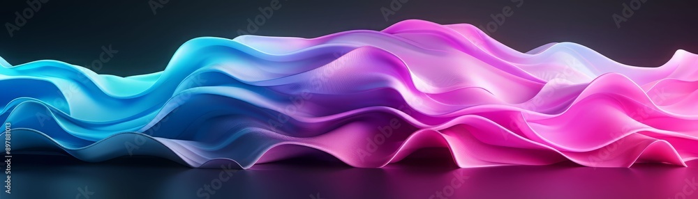 Poster a vibrant wave of blue and pink fabric blends beautifully, creating an abstract and dynamic visual e
