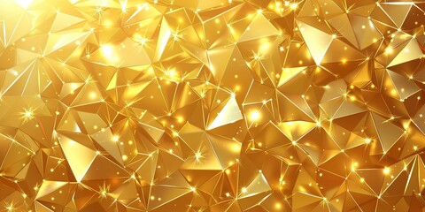 Abstract Background with Golden Lines and Triangles. Light Gradient in the Style of Gold with Golden Texture. High-Resolution and High-Detail Vector Illustration.