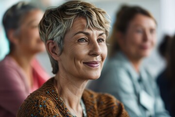 Close-up of a patient attending a support group for autoimmune disease, sharing their experiences, indoor meeting room, Portrait close-up, hyper-realistic, high detail, photorealistic, natural