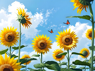 sunflowers in the sky,Ai generated 