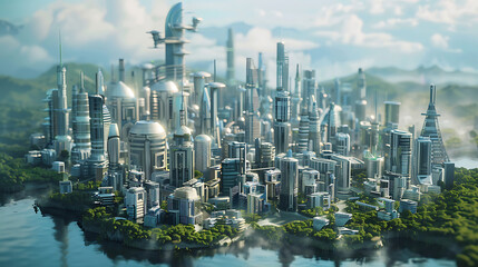 Fototapeta premium future city skyline