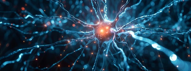 A futuristic neural network concept. Artificial intelligence and machine learning technologies, the complexity and innovation in neural network systems.