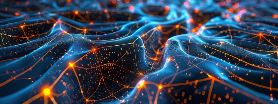 A futuristic neural network concept. Artificial intelligence and machine learning technologies, the complexity and innovation in neural network systems.
