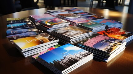 close brochures on table