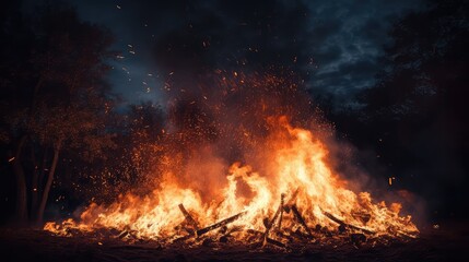 Fototapeta premium night fire sparks on black
