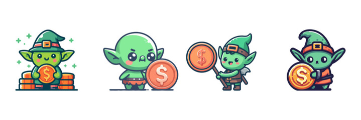Fototapeta premium cute goblin with coin