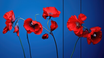 Obraz premium photo blue background with flowers