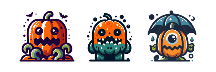 pumpkin monster vector set