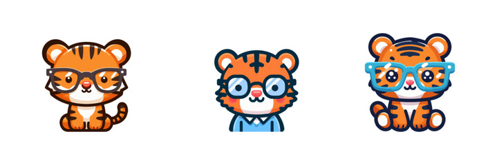 Obraz premium cute baby tiger wearing glasses
