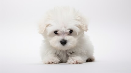 Obraz premium lonely sad dog white background