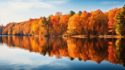 Fototapeta premium reflection orange fall background