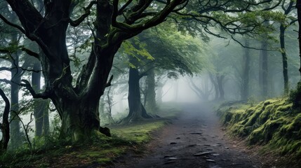 fog path with tree