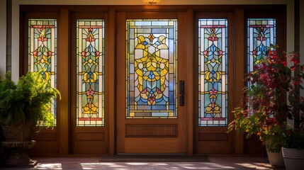 wooden glass front door