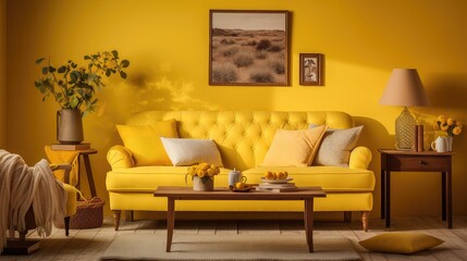 charm yellow living room