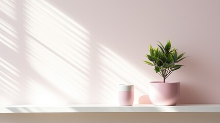 green white and pink with plant minimal