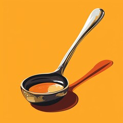 Create a illustration of a a Ladle,The illustration should capture the vibrant colors and diverse textures of the ingredients typically found in objects, added color contrast, Attention to det