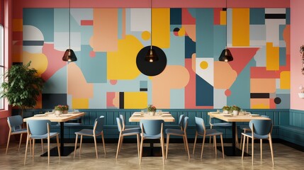 playful restaurant wall mockup