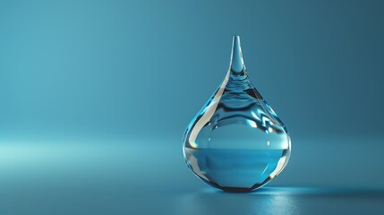 Fototapeta premium Single water drop on blue background.