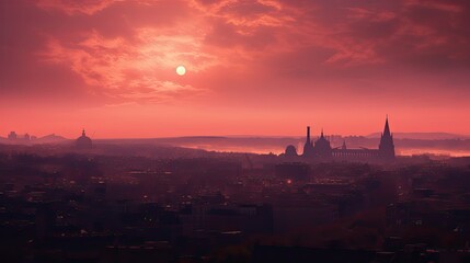Obraz premium cityscape pink shadow