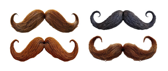 Obraz premium Fake mustaches set isolated on transparent background