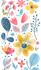 2D flower and leaf cards in various styles