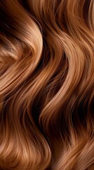 Fototapeta premium long weft of wavy light brown hair, social media post, branding, product image, hairstyle, stylist hair dresser